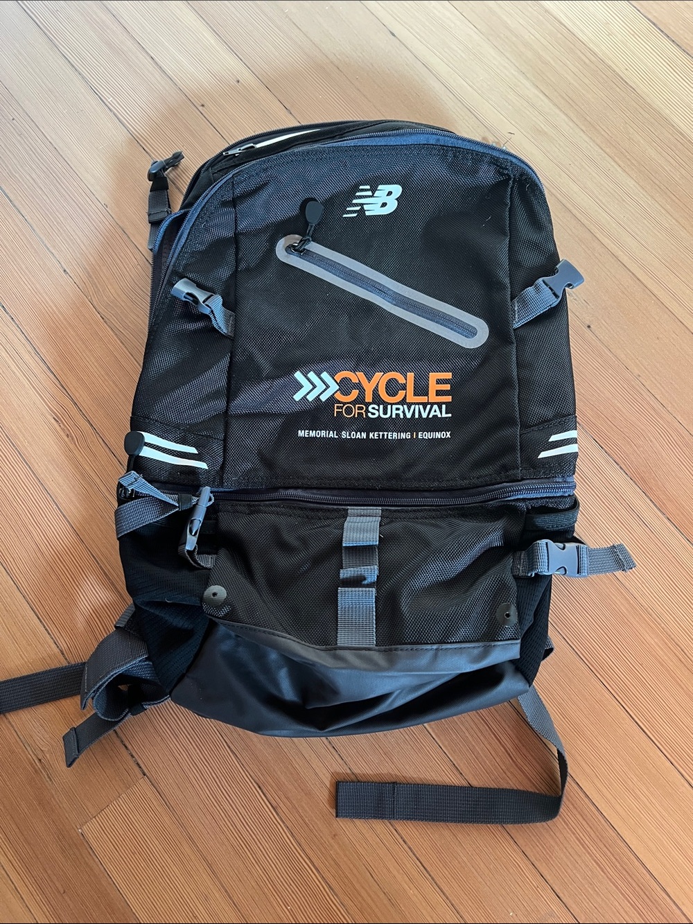 New Balance Black Backpack with Teal & Orange Logos